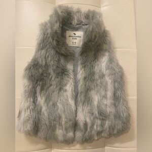 Abercrombie Kids Silver Grey & White Faux Fur Vest